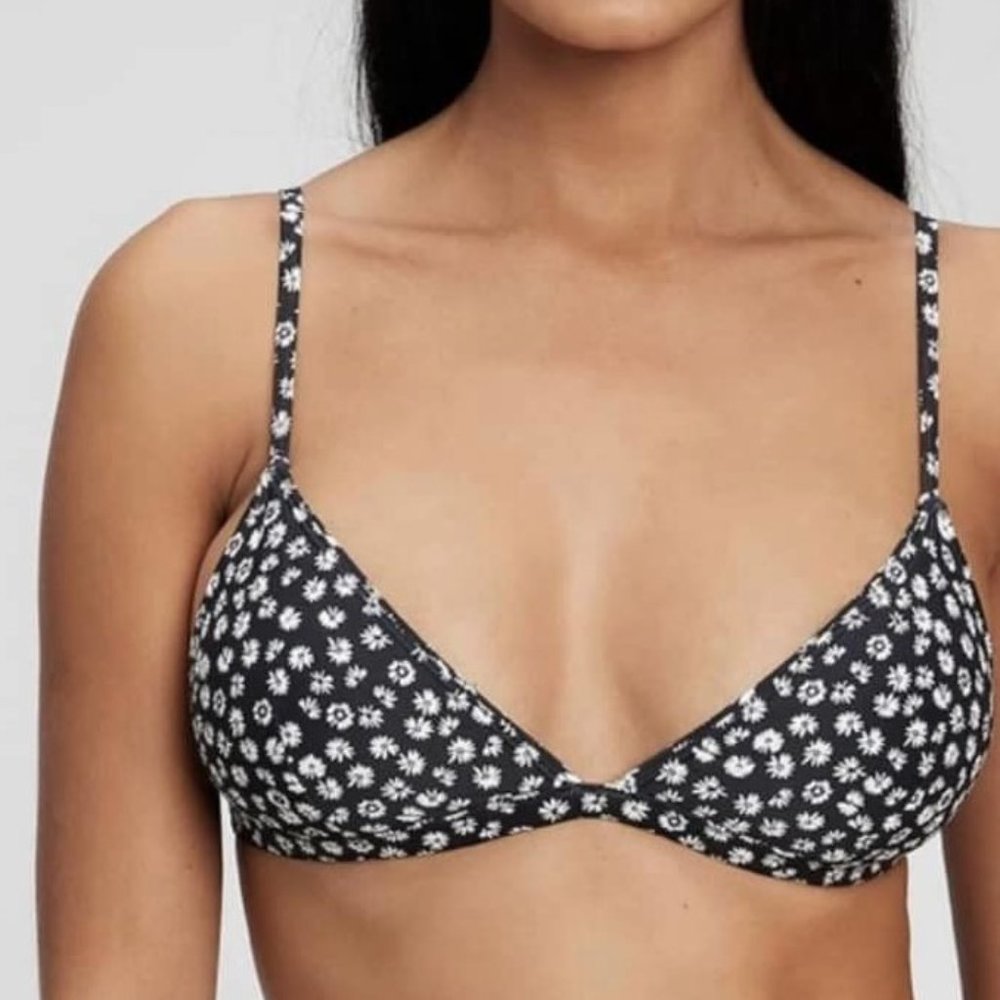 GAP BLACK&WHITE DAISY PATTERN BIKINI TOP BRALETTE NWT RTL:$59.95